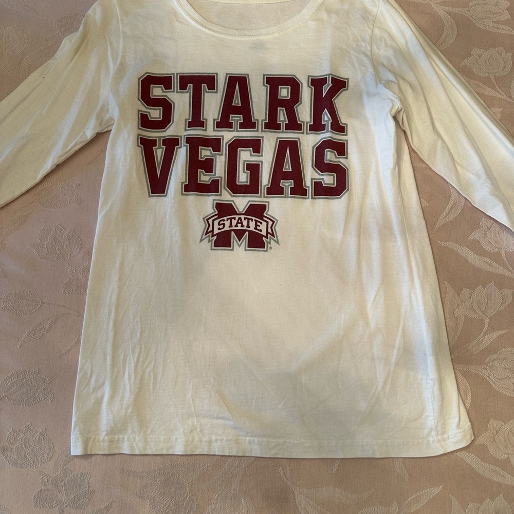 Mississippi State Stark Vegas white and maroon long sleeve t-shirt